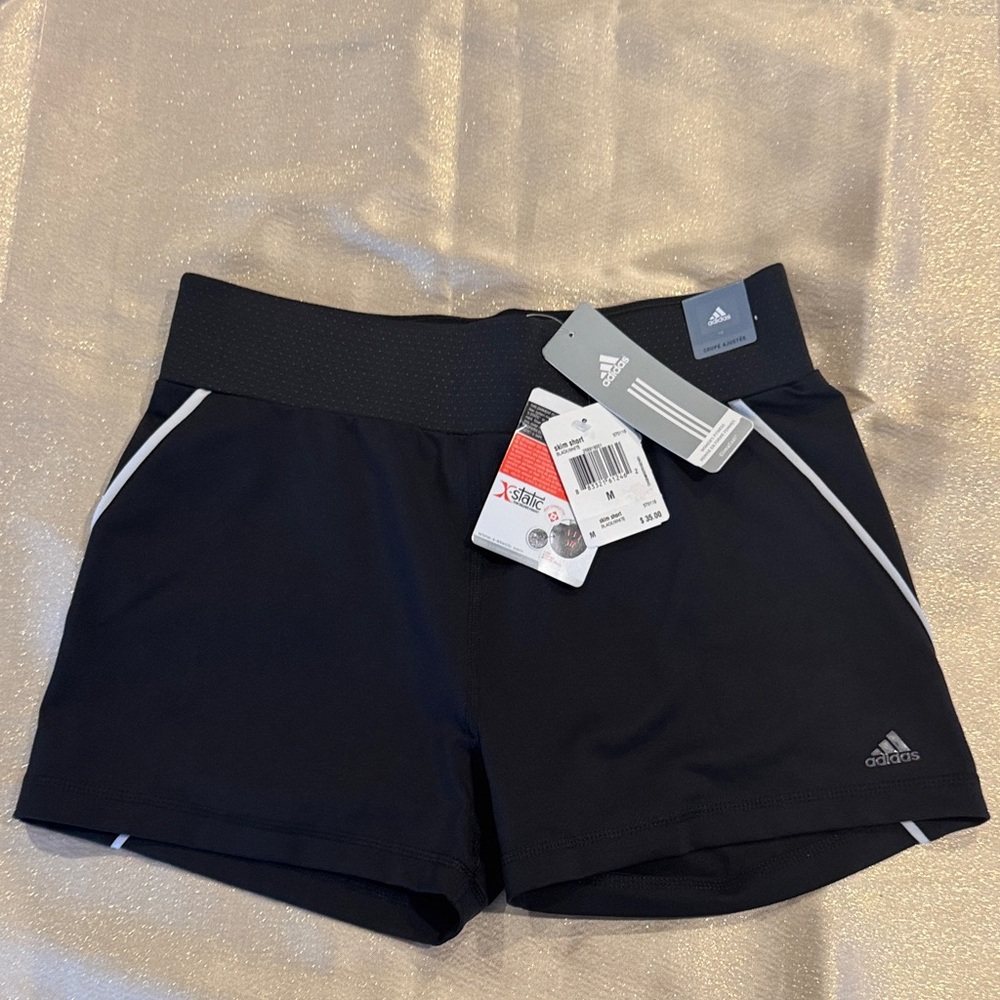 Adidas Clima365 Skim Short Black & White Shorts- Women Slim Fit Size M - NWT
